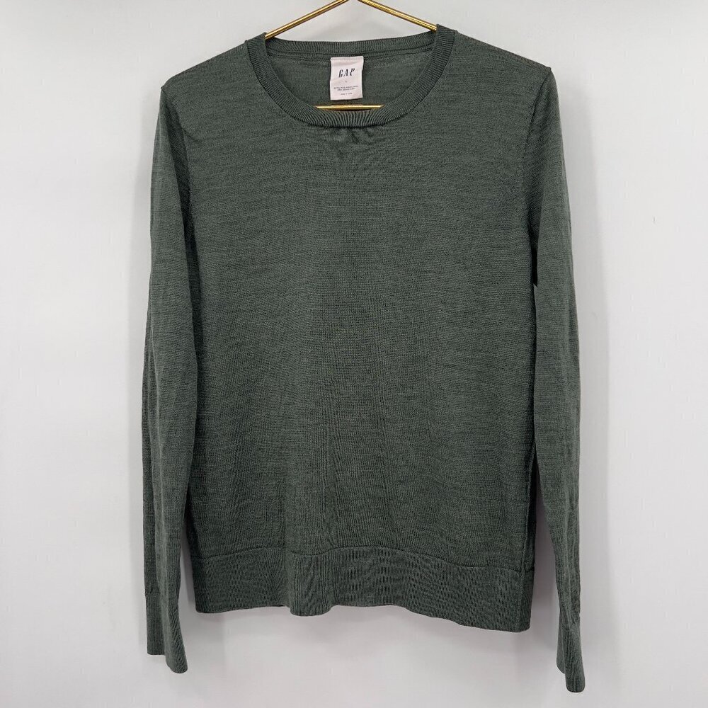 GAP Men’s 100% Merino Wool Crew Neck Sweater Green Size L